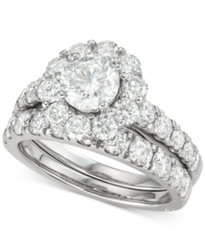 Marchesa Certified Diamond Bridal Set (3 Ct. T.w.) In 18k White, Yellow And Rose Gold In White Gold