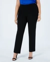 Vince Camuto Women's Plus Size Front-seam Straight-leg Pants In Rich Black