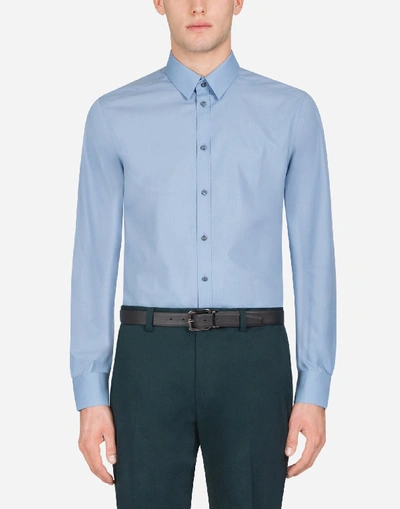 Dolce & Gabbana Light Blue Cotton Poplin Shirt In Sky Blue