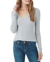 Splendid Ribbed V-neck Tee In H Grey
