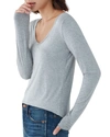 Splendid Ribbed V-neck Tee In H Grey