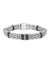 Lagos Sterling Silver Black Caviar Rope Bracelet With Diamonds & Black Ceramic In Black