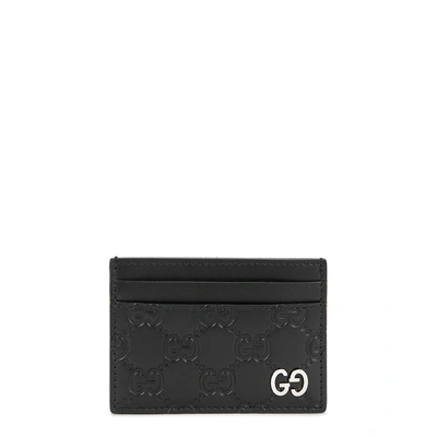 Gucci Gg-debossed Leather Cardholder In Black