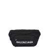 BALENCIAGA BLACK LOGO-EMBROIDERED NYLON BELT BAG