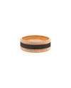 ALESSA JEWELRY SPECTRUM PAINTED 18K ROSE GOLD RING W/ DIAMOND TRIM, BLACK,PROD219350088