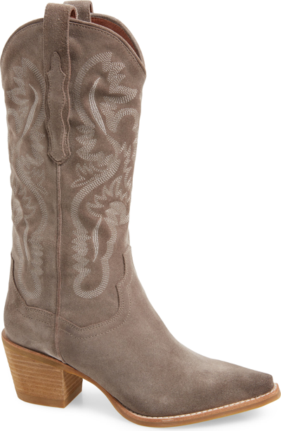 Jeffrey Campbell Dagget Western Boot In Taupe Suede