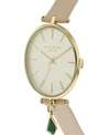 LOLA ROSE "GOOD FORTUNE", LADIES, NUDE LEATHER STRAP WITH GENUINE MALACHITE STONE HANGING CHARM, 34MM