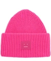 Acne Studios Pansy Face Knitted Wool Beanie In Pink