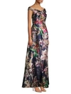 AIDAN MATTOX Bardot Off-The-Shoulder Floral Gown