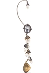 ALEXANDER MCQUEEN PALLADIUM AND GOLD-PLATED CRYSTAL AND PEARL EAR CUFF