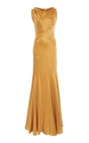 ALBERTA FERRETTI DRAPED OPEN-BACK SILK GOWN,A - 0430 6617