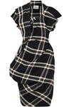 VIVIENNE WESTWOOD DRAPED PLAID LINEN DRESS