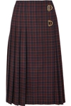 BURBERRY PLEATED CHECKED WOOL SKIRT
