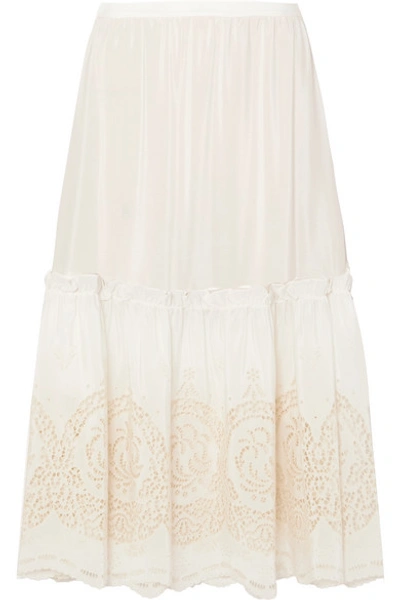 Stella Mccartney Tiered Broderie Anglaise Silk Midi Skirt In White