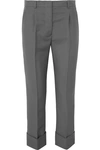 PRADA CROPPED MOHAIR AND WOOL-BLEND STRAIGHT-LEG PANTS