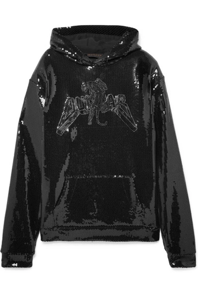 Dundas Sequined Cotton-jersey Hoodie In Black