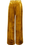 MOTHER OF PEARL PLEATED VELVET WIDE-LEG trousers