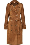 BURBERRY THE HADDINGTON DOUBLE-BREASTED SUEDE TRENCH COAT