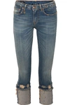 R13 KATE CROPPED DISTRESSED LOW-RISE SKINNY JEANS