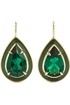 ALISON LOU 14-KARAT GOLD AND ENAMEL EMERALD EARRINGS