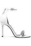 CALVIN KLEIN 205W39NYC CAMELLE CRYSTAL-EMBELLISHED LEATHER SANDALS