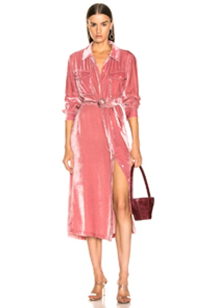 Sies Marjan Velvet Shirt Dress In Pink