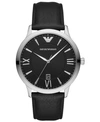 Emporio Armani Kappa Black Dial Black Leather Mens Watch Ar11013 In Black