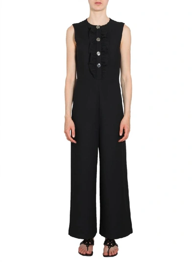 Tory Burch Dungarees In Gabardine With Ruches In Black