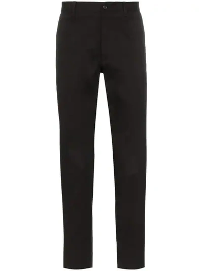 Dolce & Gabbana Logo Stripe Stretch Cotton Blend Chinos In N0000  Black