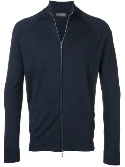 Drumohr Knit Zipped Cardigan In Navy Blue