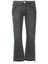 ALANUI ALANUI BEAD FRINGED CROPPED JEANS - 灰色