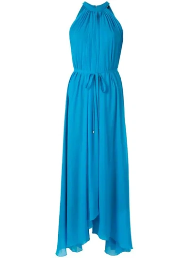 Saloni Irina Sleeveless Leopard-print Asymmetric Dress In Turquoise