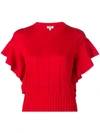 KENZO RUFFLE-TRIMMED KNITTED TOP