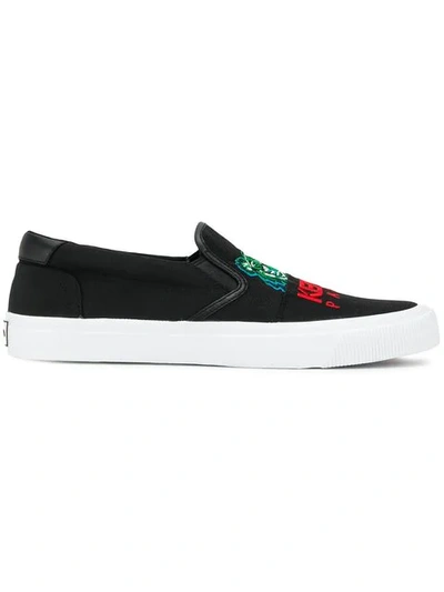 Kenzo Tiger Slip-on Trainers In 99 Black