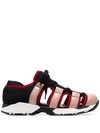 MARNI MULTICOLOURED LEATHER AND MESH CUTOUT SNEAKERS
