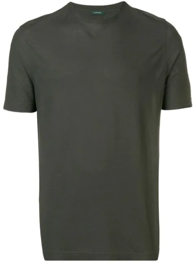 Zanone Classic Plain T-shirt In Dark Green