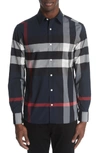Burberry Windsor House-check Cotton-blend Shirt In Navy