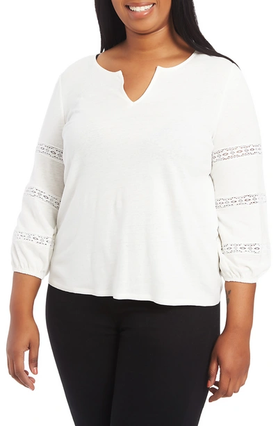 1.state Trendy Plus Size Lace-inset Top In White