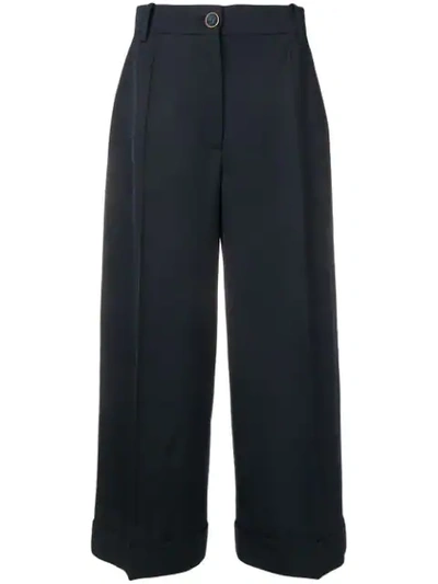 Valentino Cropped Palazzo Trousers In Blue