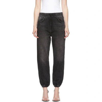 Alexander Wang Denim Sweatpants W/logo Bands In 015 Greyage