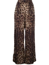 Dolce & Gabbana High-waisted Leopard-print Wool-blend Culottes In Brown