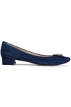 TORY BURCH TORY BURCH WOMAN EMBELLISHED SUEDE BALLET PUMPS NAVY,3074457345619193938