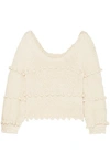 APIECE APART APIECE APART WOMAN POMPOM-TRIMMED COTTON SWEATER CREAM,3074457345619903167