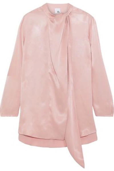 Iris & Ink Abigail Draped Charmeuse Blouse In Baby Pink