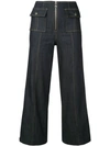 Cinq À Sept Azure Front High-rise Wide-leg Crop Jeans In Indigo