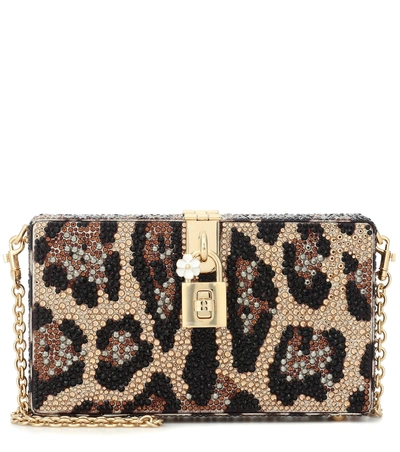 Dolce & Gabbana Dolce Box Clutch With Fusible Rhinestones In Animal Print