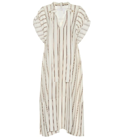 Chloé Striped Silk Crêpe Dress In Brown