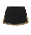 SAINT LAURENT EMBELLISHED CRÊPE SHORTS,P00356450