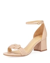 Alexandre Birman Malica Knot Block-heel Leather Sandals In Beige