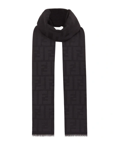 Fendi Tonal Ff Stole In Black